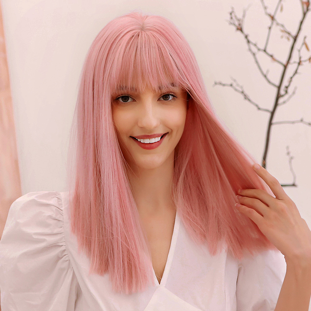 Long Straight Pink Wigs for Women Elegant Ombre Pink Wigs Heat Resistant Synthetic Hair Replacement Wigs