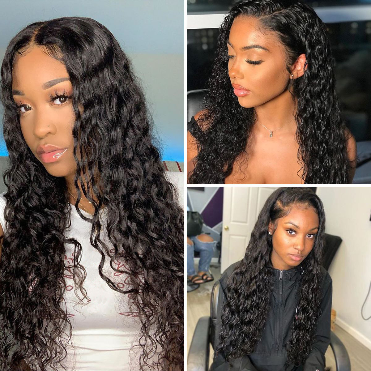 Invisible 360 Lace Wig Water Wave Top HD lace Wig Deep Curly Human Hair Wigs Pre-plucked