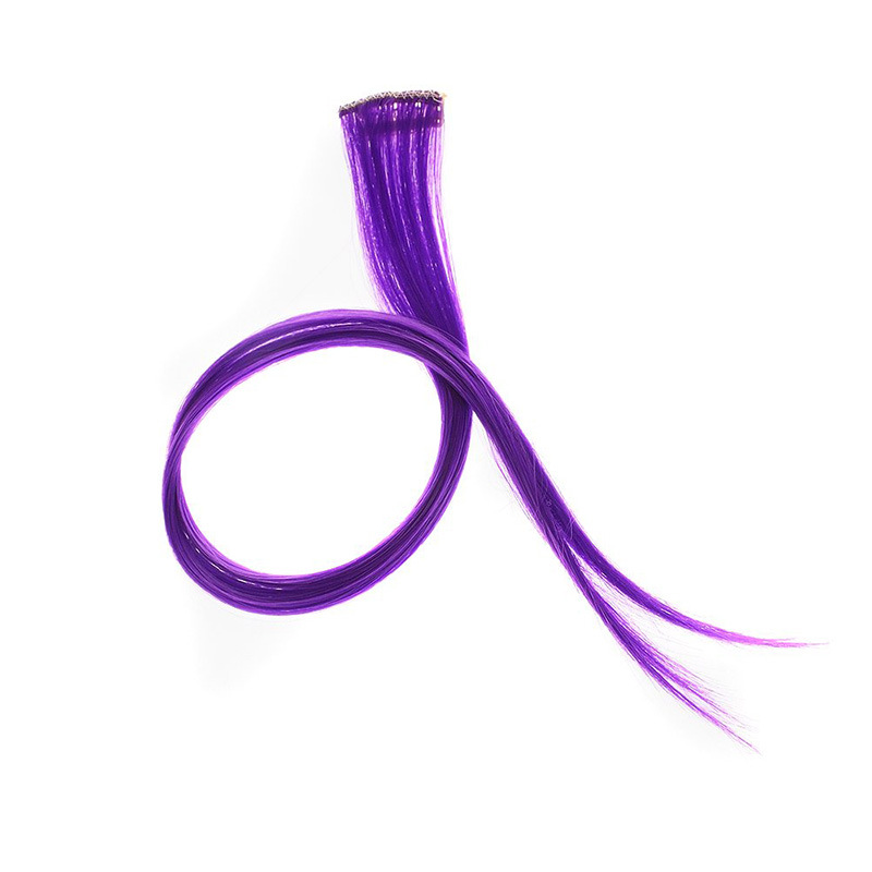 Purple 22 Inch Straight Synthetic Luminescent Colored Hair Extensions