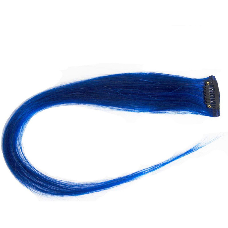 100% Real Blue Synthetic 18 Inch Luminescent Color Hair Extensions