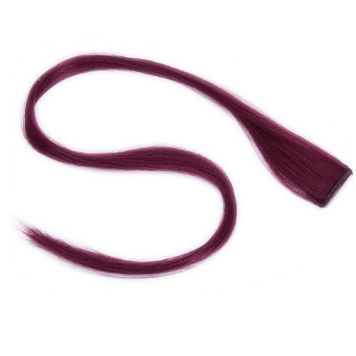 Straight 18 Inch Burgundy Luminescent Color Synthetic Hair Extensions