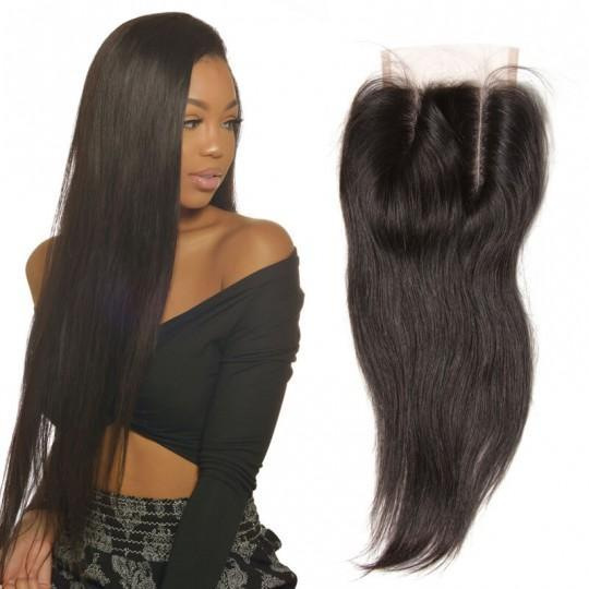 Vrigin Lace Closure Straight Remy Hair 4*4 There Part With Baby Hair Natural Black