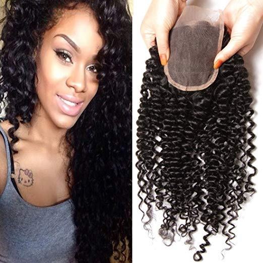 Virgin Body Wave Lace Closures 4*4 Free Part With Front Baby Hair Natural Black