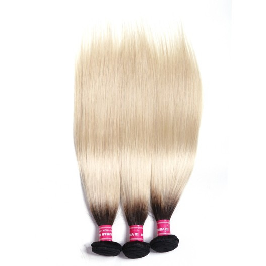 Malaysian Straight Hair Bundles Color T1B/613 Blonde 100% Remy Human Hair Weave 3 Bundles