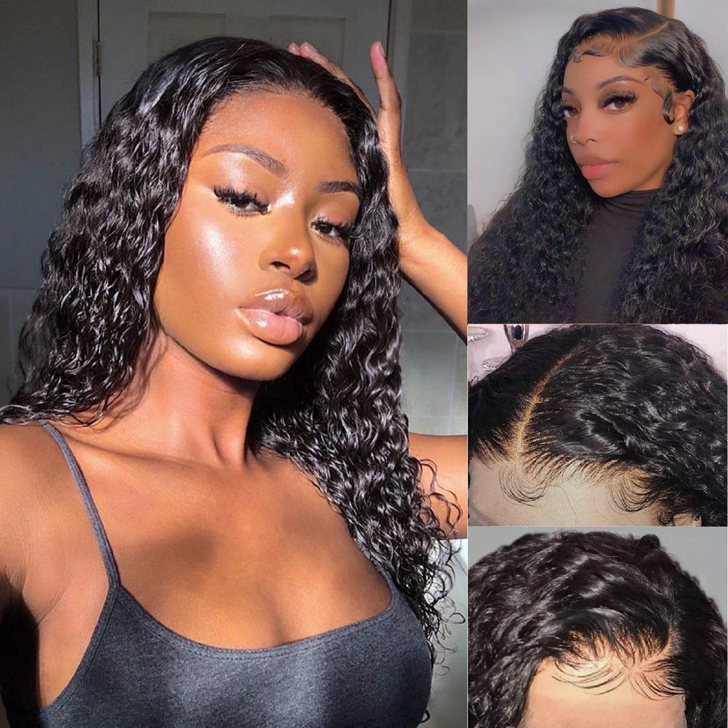 180% Density 13x4 Lace Front Wig Pre Plucked Medium Curly Human Hair Wigs With Baby Hair Brazilian Hair Glueless Wigs
