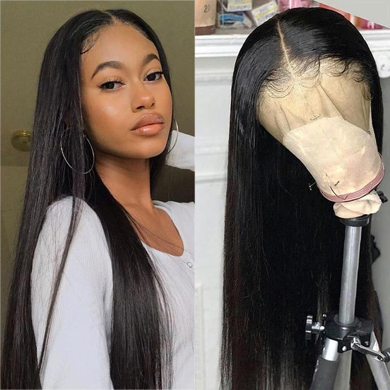 10"-22" Natural Color 180% Density Pre Plucked With Baby Hair Brazilian Straight Wigs Look Natural
